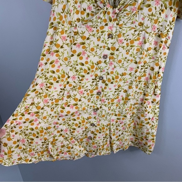 Urban Outfitters UO Bettie  Twist-Front Orange Floral Mini Dress NWT New Large L - Picture 6 of 11